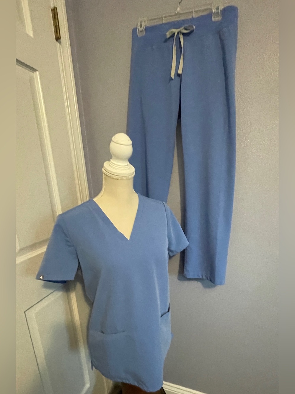 Figs Women's Light Blue Scrub Top